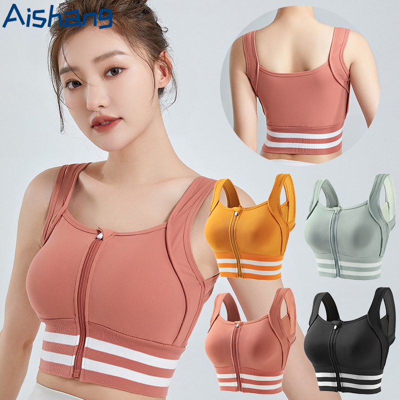 Full Coverage Bra - Sport-BHs mit Reißverschluss vorne für Damen,
